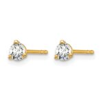 14k 1/4 carat Lab Grown Diamond VS/SI+ G+ Round Complete Three Prong Stud Earrings - Image 2