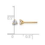 14k 1/4 carat Lab Grown Diamond VS/SI+ G+ Round Complete Three Prong Stud Earrings - Image 5