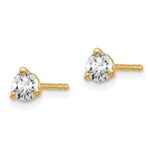 18k 1/3 carat Lab Grown Diamond VS+ F+ Round Complete Three Prong Stud Earrings - Image 2