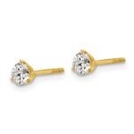 18k 1/2 carat Lab Grown Diamond VS+ F+ Round Complete Three Prong Stud Earrings - Image 2