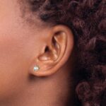 14k 1/2 carat Certified Lab Grown Diamond VS+ F+ Round Complete Three Prong Stud Earrings - Image 3