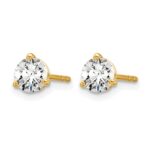 14k 5/8 carat Lab Grown Diamond VS/SI+ G+ Round Complete Three Prong Stud Earrings - Image 2