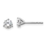18k White Gold 3/4 carat Certified Lab Grown Diamond VS+ F+ Round Complete Three Prong Stud Earrings