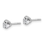 Platinum 3/4 carat Certified Lab Grown Diamond VS+ F+ Round Complete Three Prong Stud Earrings - Image 2