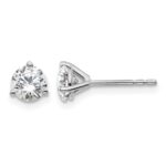 14k White Gold 1 carat Lab Grown Diamond VS/SI+ G+ Round Complete Three Prong Stud Earrings