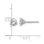 14k White Gold 1 carat Lab Grown Diamond VS/SI+ G+ Round Complete Three Prong Stud Earrings - Image 5