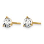 14k 1 carat Lab Grown Diamond VS+ F+ Round Complete Three Prong Stud Earrings - Image 2