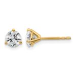 14k 1 carat Lab Grown Diamond VS/SI+ G+ Round Complete Three Prong Stud Earrings
