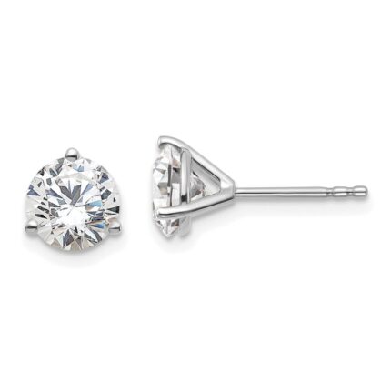 Platinum 1 1/2 carat Lab Grown Diamond VS+ F+ Round Complete Three Prong Stud Earrings