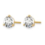 14k White Gold 1 1/2 carat Certified Lab Grown Diamond VS+ F+ Round Complete Three Prong Stud Earrings - Image 2