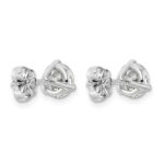 Platinum 2 carat Certified Lab Grown Diamond VS+ F+ Round Complete Three Prong Stud Earrings - Image 3