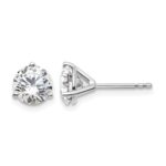 14k White Gold 2 carat Certified Lab Grown Diamond VS/SI+ G+ Round Complete Three Prong Stud Earrings