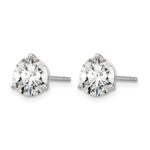 14k White Gold 2 carat Certified Lab Grown Diamond VS/SI+ G+ Round Complete Three Prong Stud Earrings - Image 2