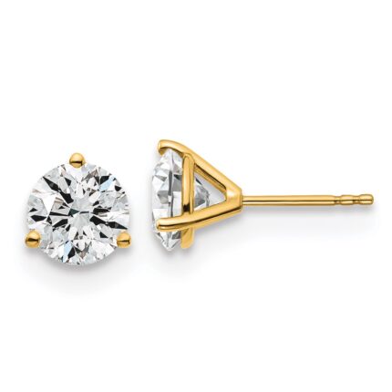 18k 3 carat Certified Lab Grown Diamond VS+ F+ Round Complete Three Prong Stud Earrings
