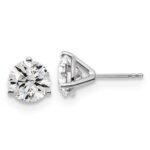 18k White Gold 4 carat Certified Lab Grown Diamond VS+ F+ Round Complete Three Prong Stud Earrings