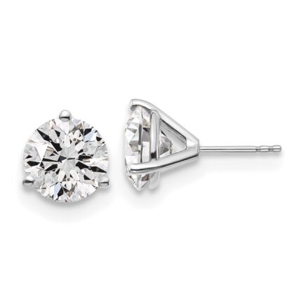 18k White Gold 6 carat Certified Lab Grown Diamond VS+ F+ Round Complete Three Prong Stud Earrings