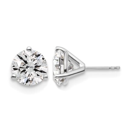 14k White Gold 6 carat Certified Lab Grown Diamond VS/SI+ G+ Round Complete Three Prong Stud Earrings