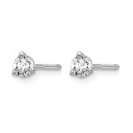 14k White Gold 1/4 carat Lab Grown Diamond VS/SI+ G+ Round Complete Three Prong Screwback Stud Earrings - Image 2