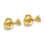 14k 1/4 carat Lab Grown Diamond VS/SI+ G+ Round Complete Three Prong Screwback Stud Earrings - Image 4