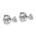 18k White Gold 1/3 carat Lab Grown Diamond VS+ F+ Round Complete Three Prong Screwback Stud Earrings - Image 3