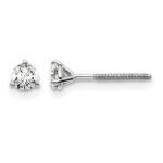 14k White Gold 1/3 carat Certified Lab Grown Diamond VS+ F+ Round Complete Three Prong Screwback Stud Earrings