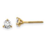 18k 1/2 carat Certified Lab Grown Diamond VS+ F+ Round Complete Three Prong Screwback Stud Earrings