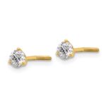 18k 1/2 carat Lab Grown Diamond VS+ F+ Round Complete Three Prong Screwback Stud Earrings - Image 2