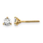 14k 1/2 carat Lab Grown Diamond VS/SI+ G+ Round Complete Three Prong Screwback Stud Earrings