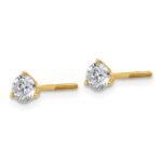 18k 3/4 carat Certified Lab Grown Diamond VS+ F+ Round Complete Three Prong Screwback Stud Earrings - Image 2