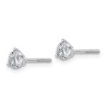 Platinum 3/4 carat Certified Lab Grown Diamond VS+ F+ Round Complete Three Prong Screwback Stud Earrings - Image 2