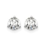 14k White Gold 3/4 carat Lab Grown Diamond VS/SI+ G+ Round Complete Three Prong Screwback Stud Earrings - Image 3