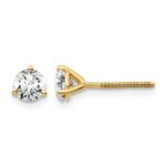 14k 3/4 carat Lab Grown Diamond VS/SI+ G+ Round Complete Three Prong Screwback Stud Earrings