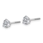 Platinum 1 carat Certified Lab Grown Diamond VS+ F+ Round Complete Three Prong Screwback Stud Earrings - Image 2