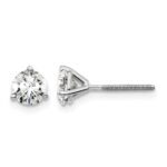 14k White Gold 1 carat Certified Lab Grown Diamond VS/SI+ G+ Round Complete Three Prong Screwback Stud Earrings
