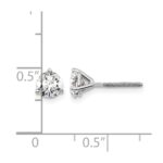 14k White Gold 1 carat Lab Grown Diamond VS/SI+ G+ Round Complete Three Prong Screwback Stud Earrings - Image 5