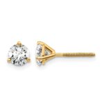 14k 1 carat Lab Grown Diamond VS/SI+ G+ Round Complete Three Prong Screwback Stud Earrings