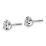 Platinum 1 1/2 carat Lab Grown Diamond VS+ F+ Round Complete Three Prong Screwback Stud Earrings - Image 2
