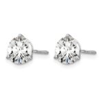 14k White Gold 1 1/2 carat Lab Grown Diamond VS+ F+ Round Complete Three Prong Screwback Stud Earrings - Image 2