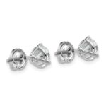 18k White Gold 6 carat Lab Grown Diamond VS+ F+ Round Complete Three Prong Screwback Stud Earrings - Image 3