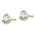 18k 2 1/2 carat Lab Grown Diamond VS+ F+ Round Complete Three Prong Screwback Stud Earrings - Image 2