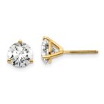 18k 3 carat Lab Grown Diamond VS+ F+ Round Complete Three Prong Screwback Stud Earrings