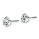 Platinum 6 carat Lab Grown Diamond VS+ F+ Round Complete Three Prong Screwback Stud Earrings - Image 2