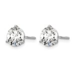 14k White Gold 2 carat Certified Lab Grown Diamond VS/SI+ G+ Round Complete Three Prong Screwback Stud Earrings - Image 2