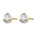 14k 4 carat Lab Grown Diamond VS/SI+ G+ Round Complete Three Prong Screwback Stud Earrings - Image 2