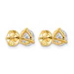 14k 2 1/2 carat Lab Grown Diamond VS/SI+ G+ Round Complete Three Prong Screwback Stud Earrings - Image 3