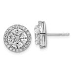 14k White Gold 1 1/2 carat Lab Grown Diamond VS/SI+ G+ Marquise Complete Halo Post Earrings