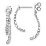 14K White Gold Polished 3/8 carat Diamond Bezel Front and Back Dangle Earrings