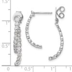 14K White Gold Polished 3/8 carat Diamond Bezel Front and Back Dangle Earrings - Image 3