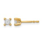 14k 1/4 carat Lab Grown Diamond VS+ F+ Princess Complete Four Prong Stud Earrings