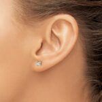14k 1/2 carat Lab Grown Diamond VS+ F+ Princess Complete Four Prong Stud Earrings - Image 3